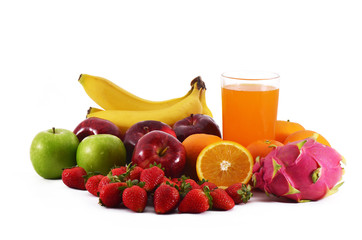 Mix fruits isolated on white background