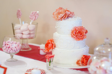 Obraz na płótnie Canvas Pyszne ciasto weselne