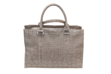 Серая сумка из искусственной кожи.