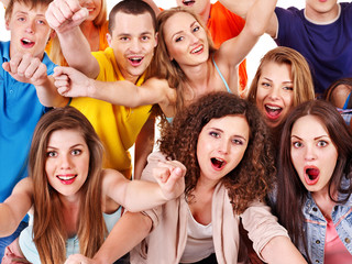 Group sport fan cheer for.