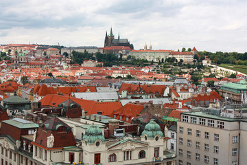 Naklejka na ściany i meble Prague skyline from a tower on Old Town Square