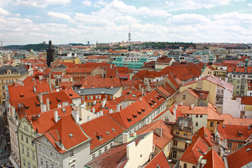 Fototapeta premium Prague skyline from a tower on Old Town Square