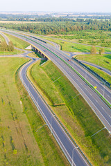 Fototapeta na wymiar Antena widok z autostrady w pobliżu miasta Oleśnicy