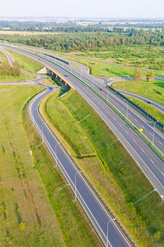 aerial view of highway near Olesnica town