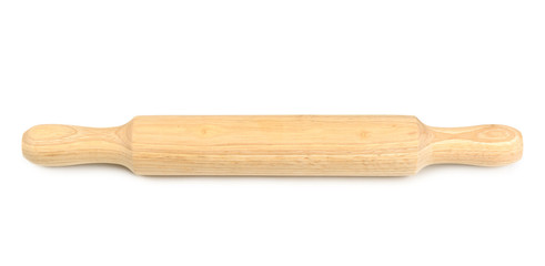 Wooden rolling pin isolated on white background