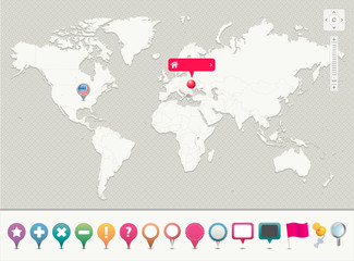 Fototapeta na wymiar Mapa świata z Pins - EPS 10 - zawierają przejrzystości -