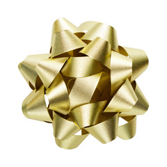 Gold bow is isolated on a white background