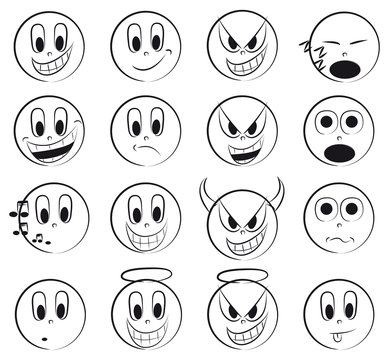 Drawed emoticon set
