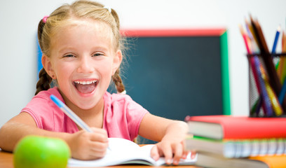 smiling girl at workplace