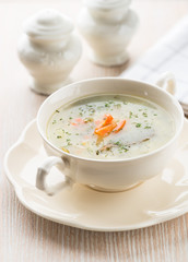 Cream of vegetable soup with herbs