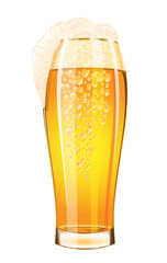 Glass of beer on a white background