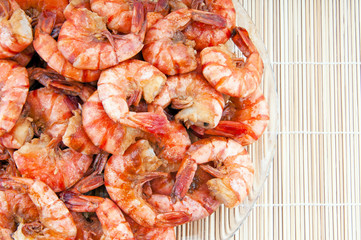 Japanese traditional cuisine. Fried shrimps