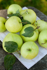 fresh apples on wooden table