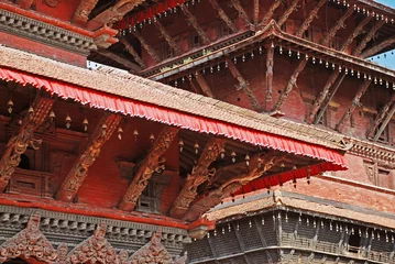 Deurstickers Detail of traditional architecture in Kathmandu © Jiri Foltyn