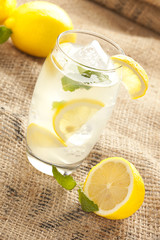 Fresh Organic Lemonade with mint leaves