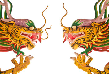 Two Chinese dragons isolated on white background