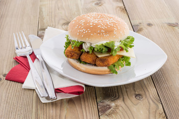 Fish Burger on a plate