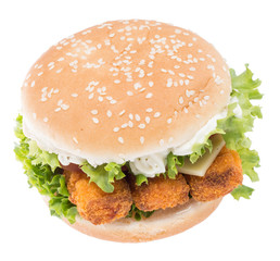 Fish Burger isolated on white