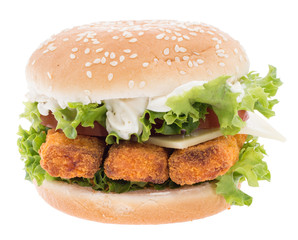 Fish Burger isolated on white