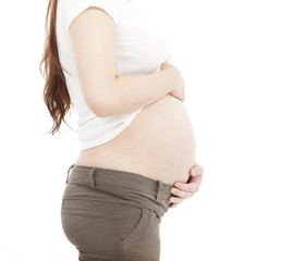 side view belly of pregnant woman