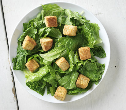 Caesar Salad Shot From Top Down View