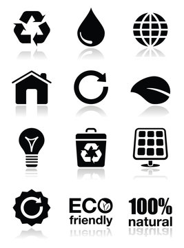 Green ecology icons set