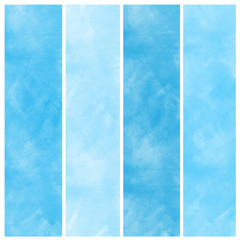 Set of  blue watercolor abstract hand painted backgrounds