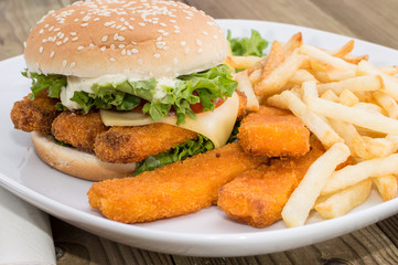 Fish Burger with Chips