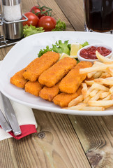 Plate with Chips and Fish Fingers