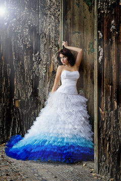 Young Woman Wearing Wedding Dress