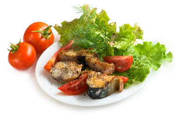 Pike perch with mix of vegetables