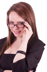 Young Businesswoman with glasses isolated