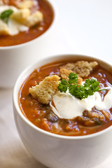Cups of Soup with Croutons