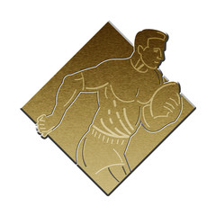 rugby player metallic gold