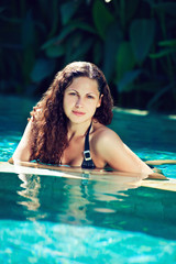 girl relaxing in a pool