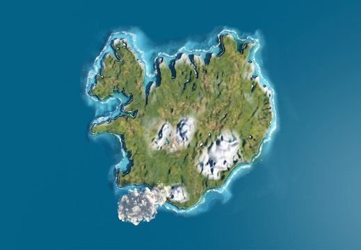 Vulcano Islanda 3d isola