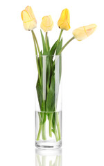 Fototapeta na wymiar Beautiful tulips in vase isolated on white