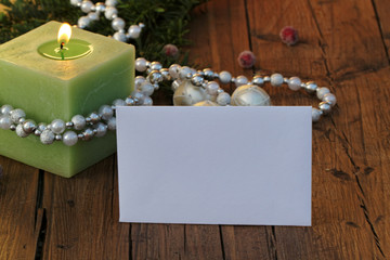 Karte mit Weihnachtsdeko