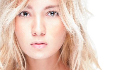 Fototapeta premium Portrait of beautiful sexy girl isolated on white.