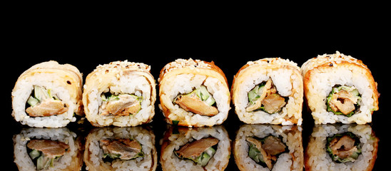 Tasty rolls isolated on black