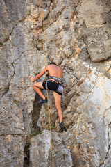 Climber on Sistiana rock, Trieste
