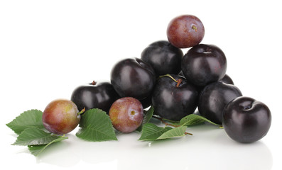 Rip plums isolated on white