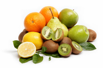 Fresh fruits isolated on a white background.