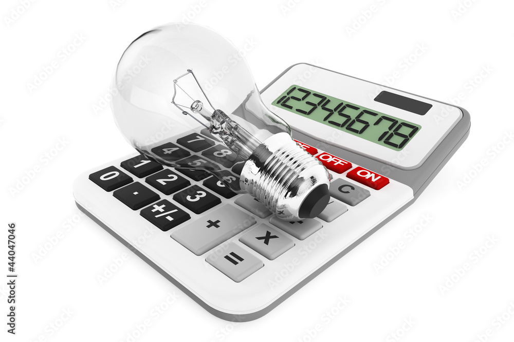 Aufkleber light bulb with calculator