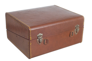 brown old leather box isolated on a white background