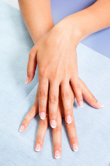 French manicure on hands