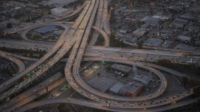 Aerial view of elevated traffic flow,  USA