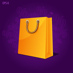 Shopping paper bag empty, sale vector illustration