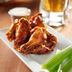 Foto op Aluminium bbq buffalo wings with celery and ranch. © Joshua Resnick