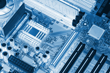 Close-up of electronic circuit board with processor X-ray